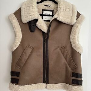 Zara faux shearling contrast vest